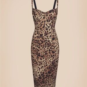 Elegant Leopard Print Midi Dress